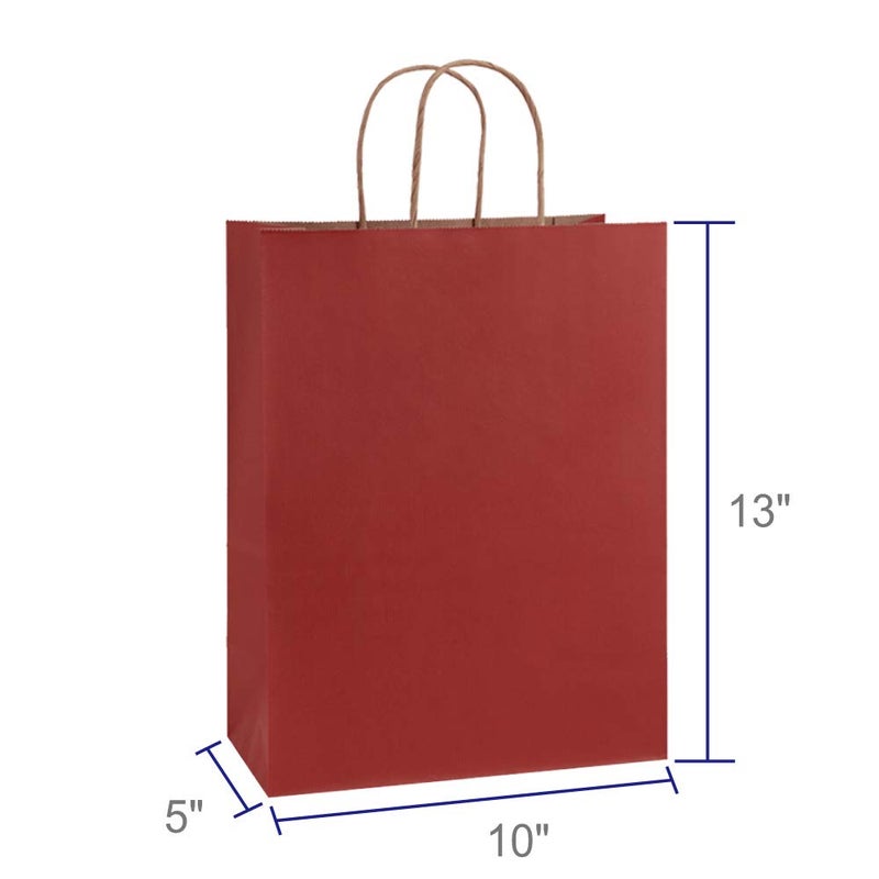 BagDream Gift Bags 10x5x13 Inches 50Pcs Red Stripes Large Kraft Paper Bags with Handles Bulk for Shopping, Merchandise, Retail, Party Favor, Christmas, Recycled Paper Sacks - Image 2
